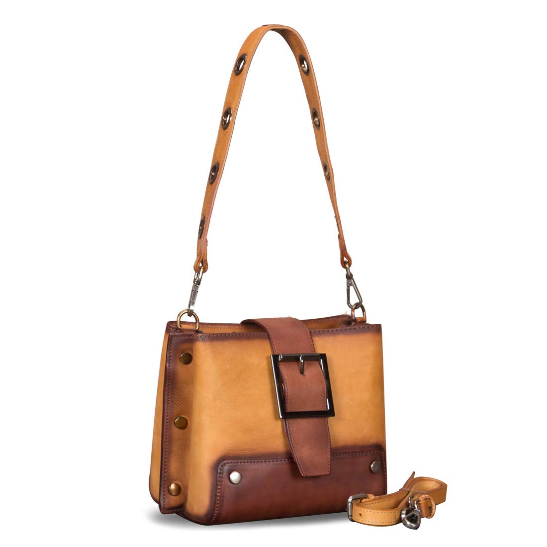 Vintage Genuine Leather Crossbody Bag for Women - Convertible Double Strap Shoulder Purse Handbag | Perfect for Travel, Work & Everyday Use