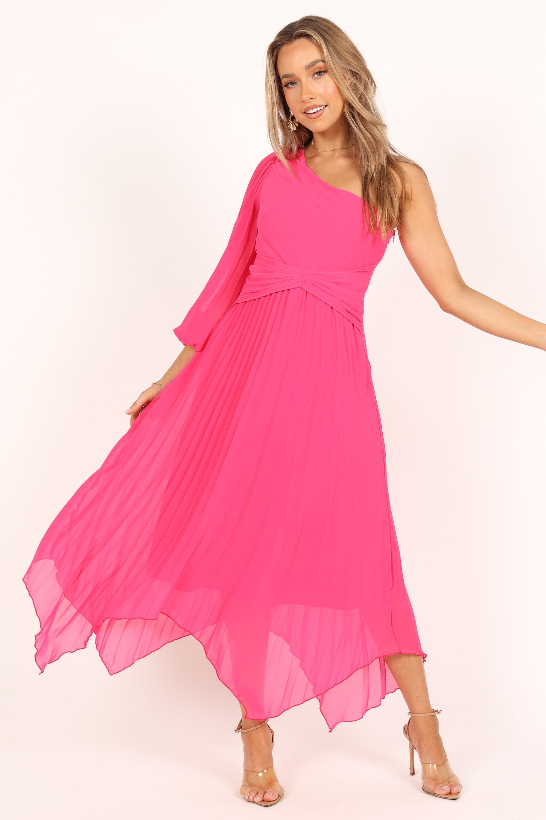 Bonnie One Shoulder Midi Dress for Women - Elegant Pink Summer Dress for Cocktail Parties, Date Nights & Beach Vacations