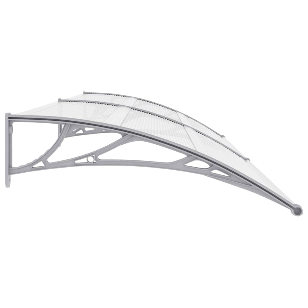 CHARMMA Gray & Transparent Polycarbonate Door Canopy 118.1x31.5 Inches (300x80 cm) - Weatherproof Outdoor Awning for Patio, Porch & Entryway Protection