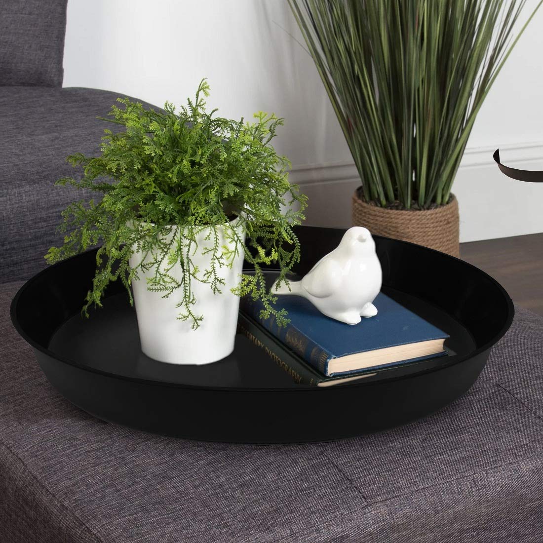 14 Inch 12-Pack Plastic Plant Saucers - Round Drip Trays for Succulent Pots, Indoor & Outdoor Use - Perfect for Catching Water Drips and Soil (12-Pack, 14