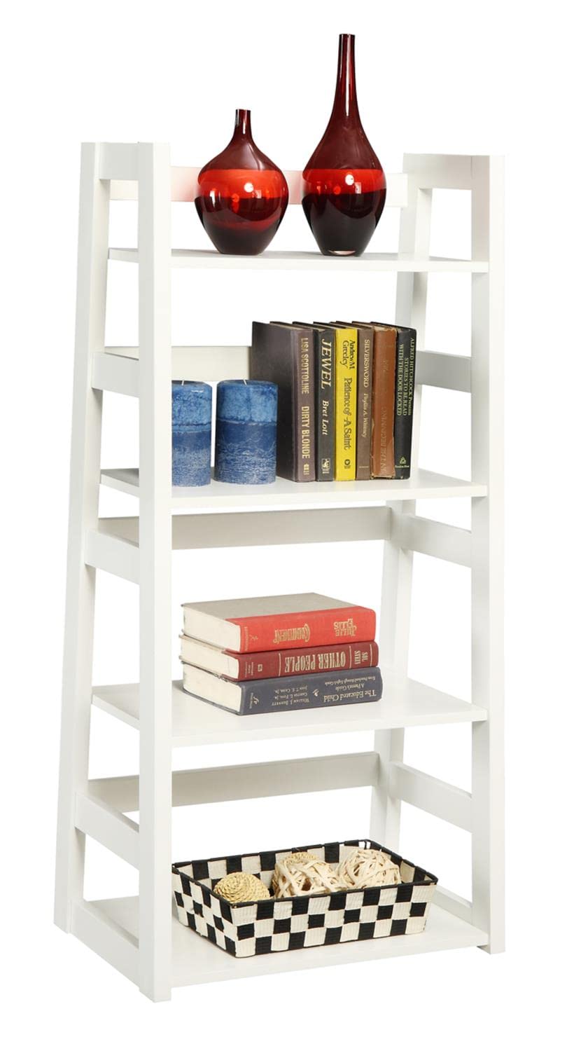 Convenience Concepts 4-Tier Trestle Bookcase - Sturdy Wooden Bookshelf for Home & Office Organization - Perfect for Living Room, Bedroom, or Study Room Storage