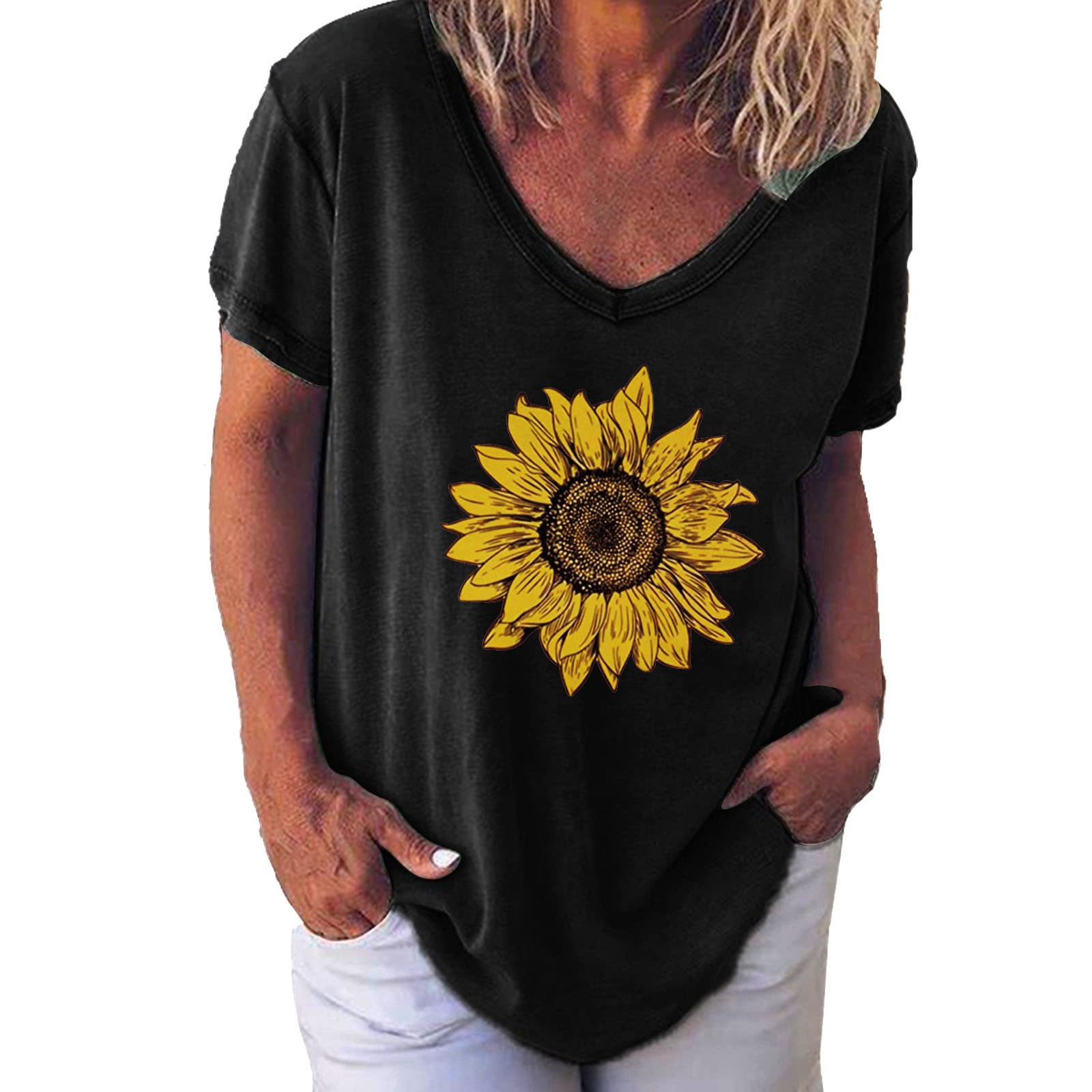Women's Summer Short Sleeve Printed Blouse - Flowy Loose Casual & Dressy T-Shirt Top for Women | Perfect for Outdoor Activities, Beach Vacations & Everyday Wear