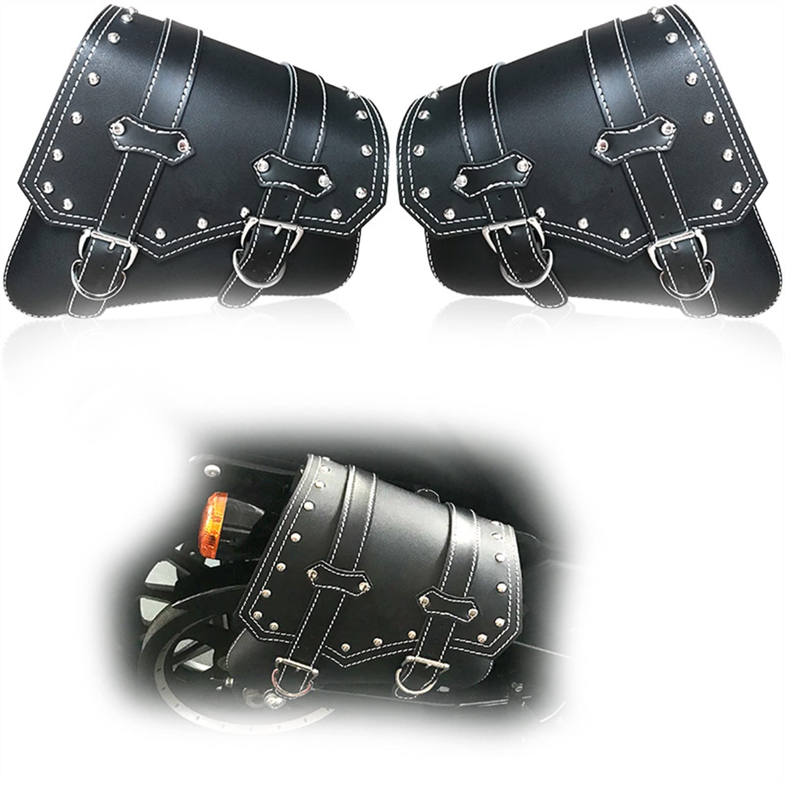 LZTIA Motorcycle Saddle Bags for Harley Sportster XL 883 & 1200 - PU Leather Waterproof Motorbike Side Tool Storage Bag (Black) - Perfect for Road Trips, Commuting & Adventure Riding