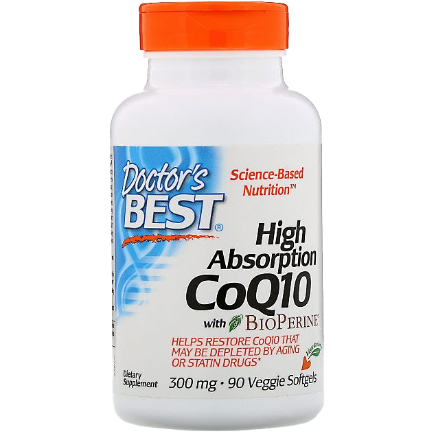 Doctor's Best High Absorption CoQ10 300mg with BioPerine | 90 Vegetarian Softgels for Heart Health & Energy Support | Ideal for Adults Seeking Cardiovascular Wellness