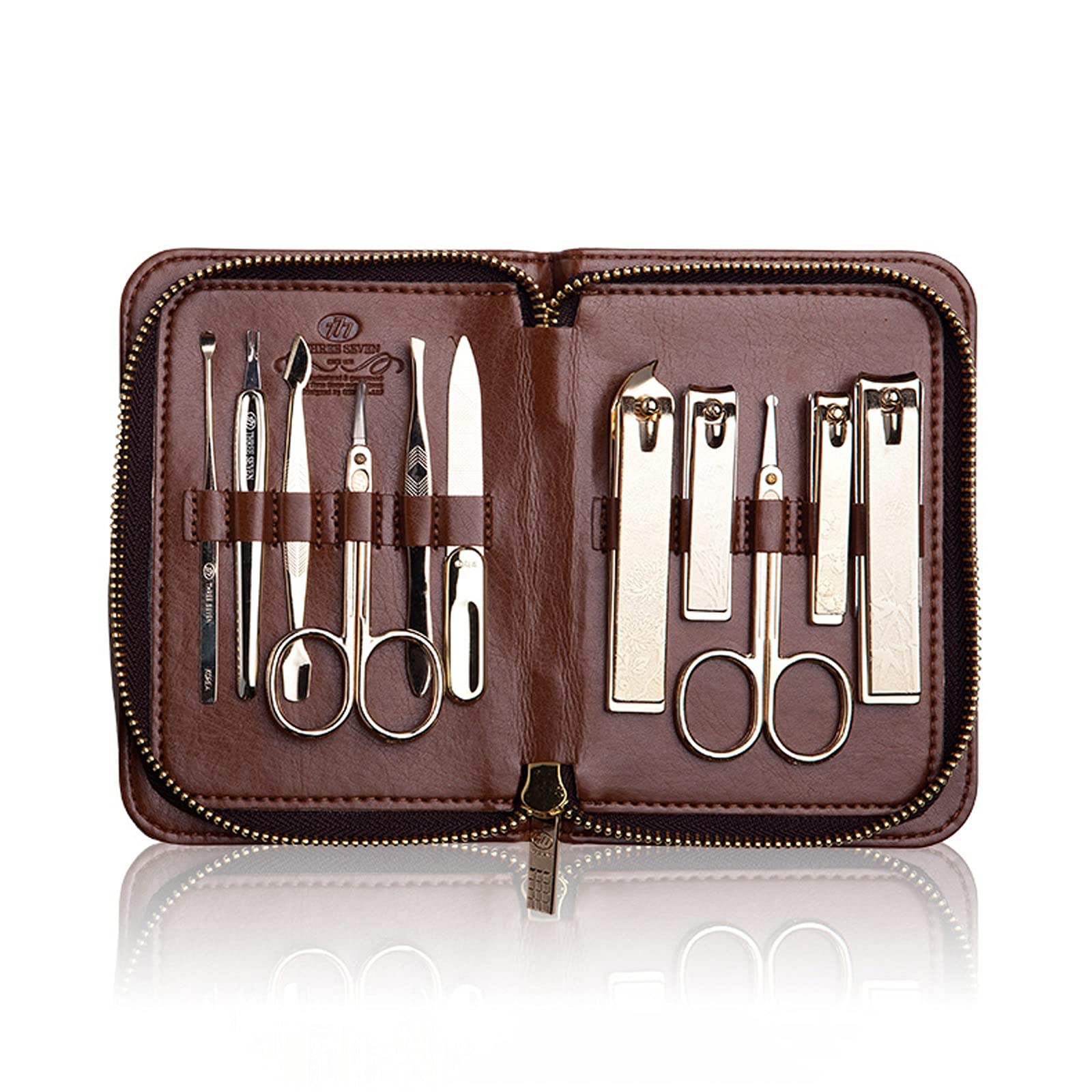 FEIYIYANG 11-in-1 Professional Stainless Steel Manicure Kit for Adults - Nail Clippers, Tweezers, Scissors & Grooming Tools - Perfect Gift for Home, Travel & Salon Use