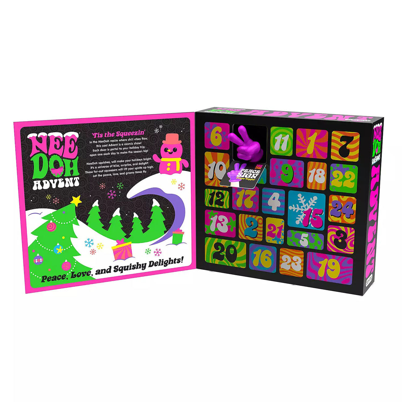 NeeDoh Advent Calendar - Set of 24 Squishy Stress Balls for Kids & Adults | Christmas Countdown Gift for Holiday Fun & Sensory Play | Perfect Stocking Stuffer & Classroom Party Favor