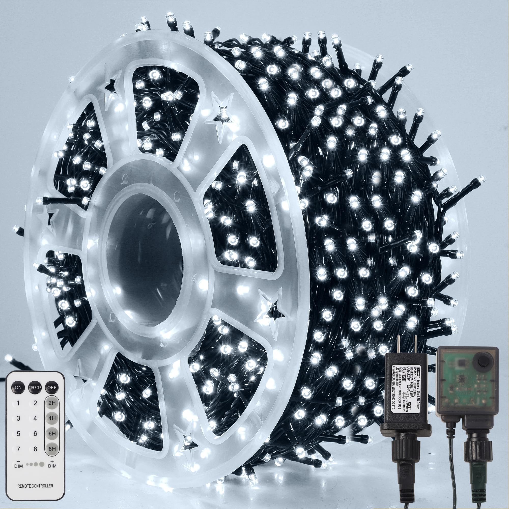 1000LED Christmas Lights 328FT - Remote Control, 8 Modes, Waterproof for Outdoor & Wedding Decor