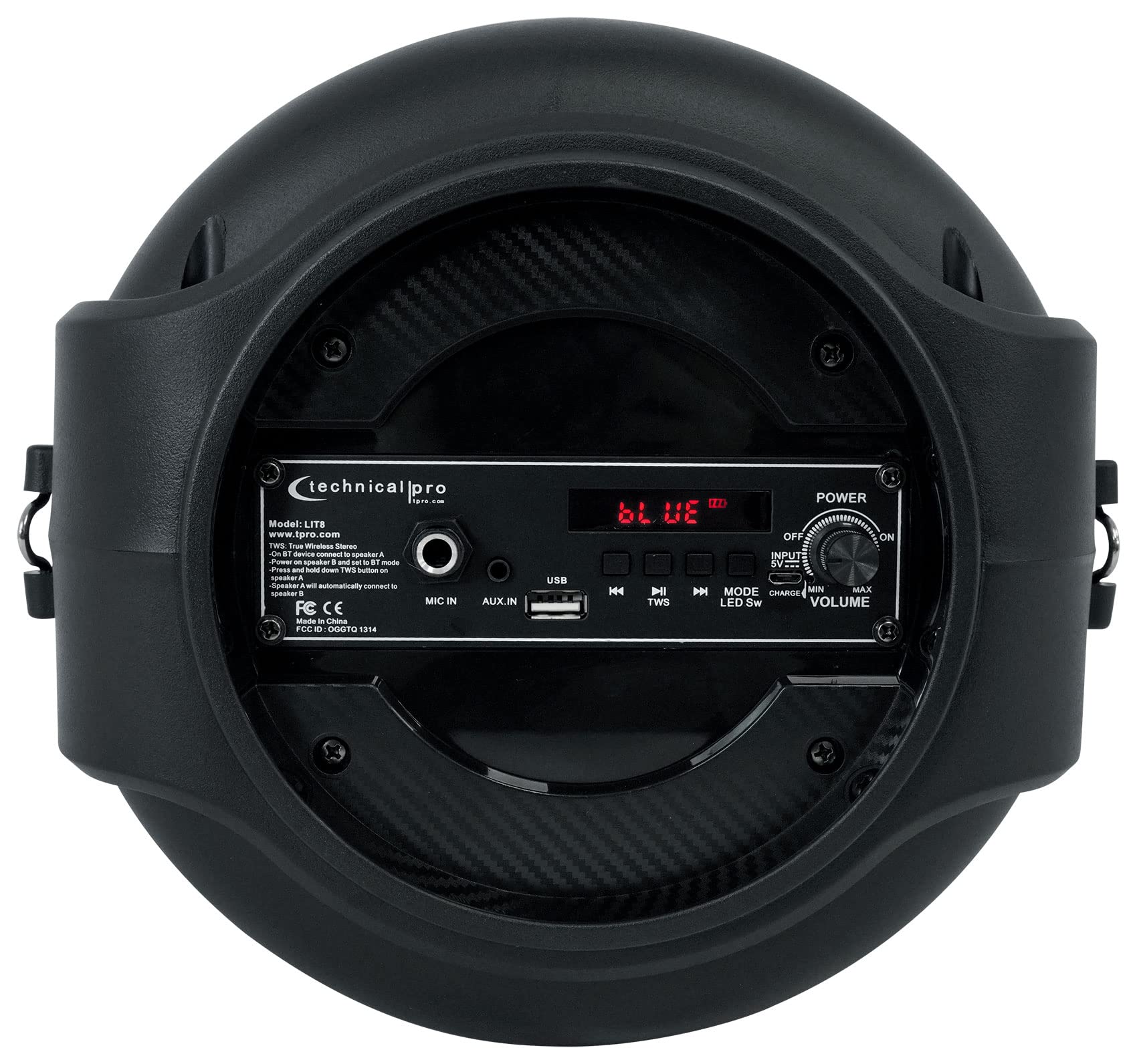 Technical Pro LIT8 Portable 8-inch Bluetooth Party Speakers with Wireless Link - Perfect for Outdoor Events, Home Parties & DJ Performances