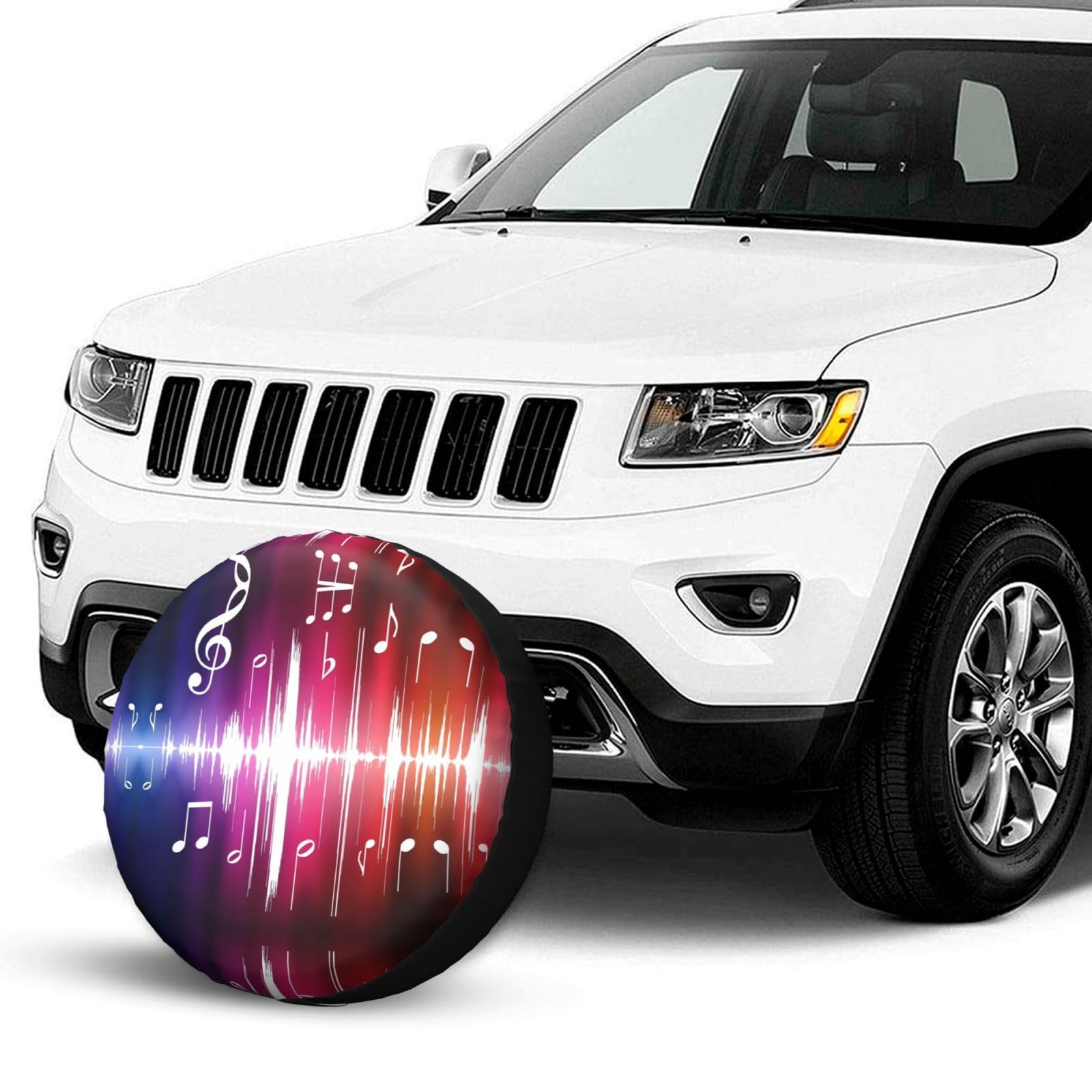 Waterproof Music Notes Car Tire Cover - Universal Fit for 15 Inch Wheels, Camper & Travel Trailer Spare Tire Protection - Perfect for Road Trips & Outdoor Adventures