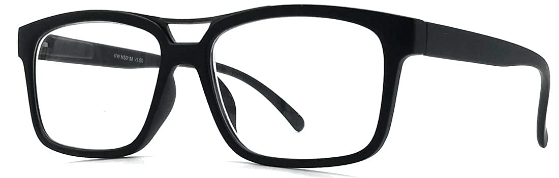 Myopia Glasses for Men & Women - 2 Pairs Rectangular Square Nearsighted Glasses for Distance Driving | Perfect for Night Driving, Watching TV & Computer Work