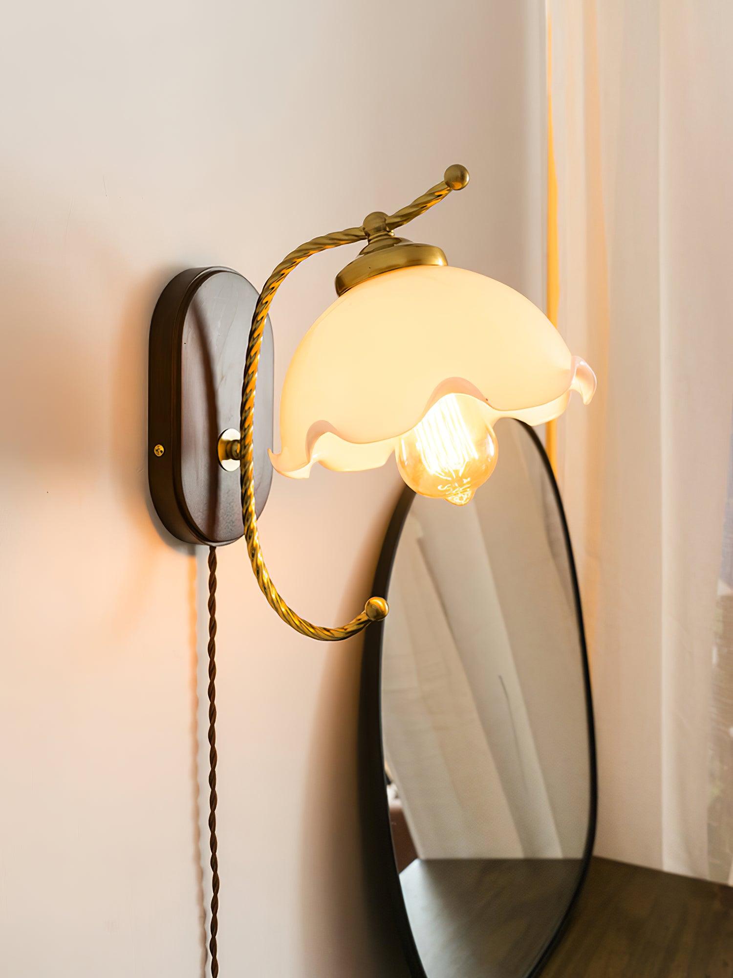 Milky Flower Wall Light - Elegant Floral LED Sconce for Bedroom, Living Room & Hallway Decor - Soft White Lighting for Home Ambience