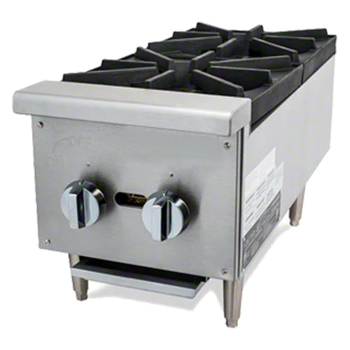 Cookline CHP 12 2 12 Gas Two Burner Commercial Countertop Hot Plate - 50,000 BTU High Power Restaurant Cooking Equipment for Professional Kitchens, Food Trucks & Outdoor Catering