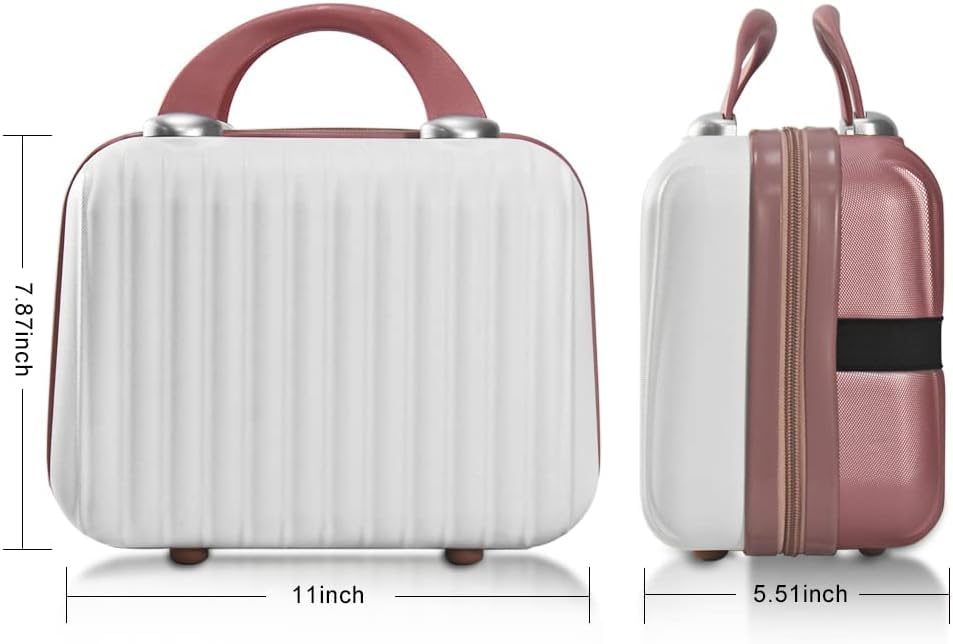 LOOKMINT Mini Hard Shell Travel Makeup Case with Lock - Waterproof Cosmetic Organizer for Women | Portable Vanity Suitcase with Password Zipper | Perfect for Air Travel, Gym & Daily Storage (JK-46)