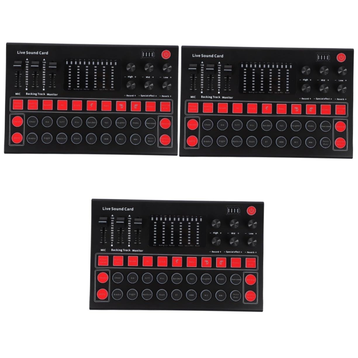 UKCOCO 3-Piece Live Streaming Sound Card Kit - Professional USB Audio Mixer for DJ, Broadcasting & PC Gaming - Portable Hexagon Sound Changer Card with V9 DSP Chip (Perfect for Twitch, YouTube & Podcasting)