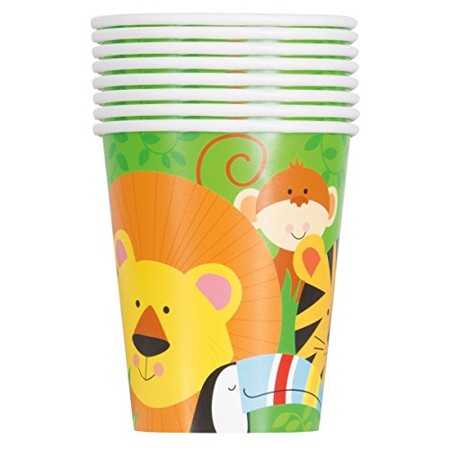 Unique Industries Disposable Paper Cups 9 Inch - Animal Jungle Print Party Supplies for Kids Birthday, Baby Shower & Outdoor Events (50 Pack)