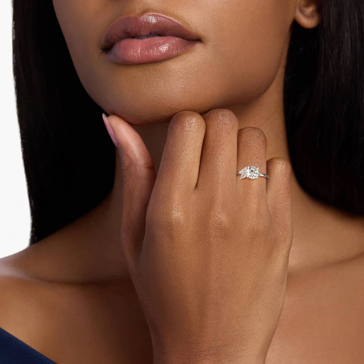 14K/18K Asymmetrical Marquise & Round Cluster Diamond Wedding Ring - D Color VVS Lab-Created Diamonds | Elegant Bridal Jewelry for Engagement, Wedding & Anniversary Gifts