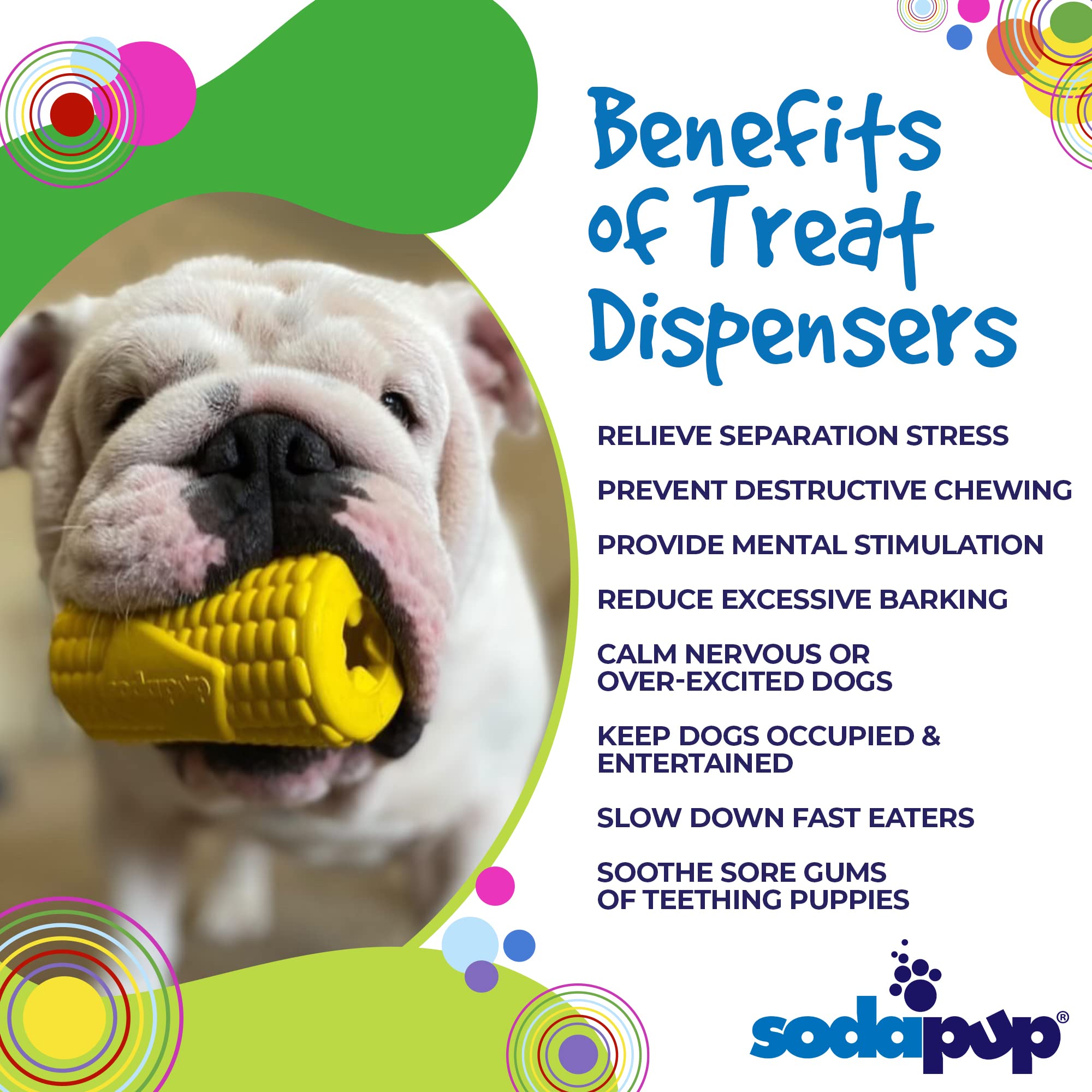 SodaPup Corn on the Cup - Durable Natural Rubber Dog Chew Toy & Treat Dispenser | Non-Toxic, Pet-Safe, Made in USA | Mental Stimulation, Anxiety Relief & Dental Health | Perfect for Training, Boredom & Teething Puppies