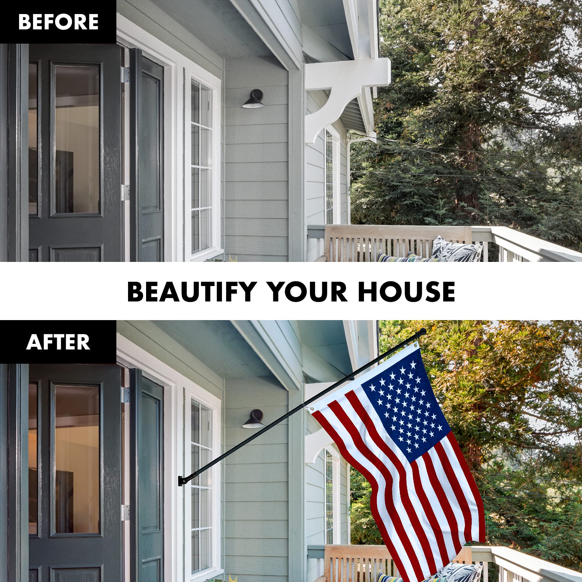 6 Ft Spinning Flagpole with 3x5 ft American Flag - Heavy Duty Aluminum Pole, Brass Grommets & Durable Spun Polyester - Perfect for Front Yard, Garden, and Patriotic Home Decor