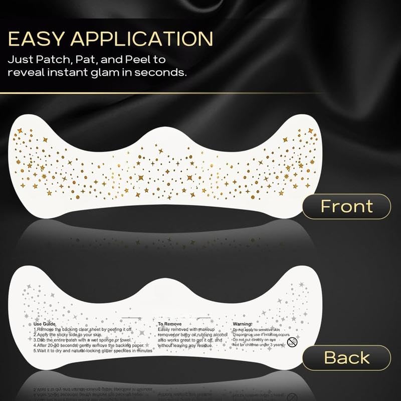 8 Pcs Face Glitter Freckles Makeup Patches - Gold & Silver Temporary Metallic Tattoos for Face & Body - Glow Up Makeup Speckles for Parties, Festivals, Halloween & Cosplay