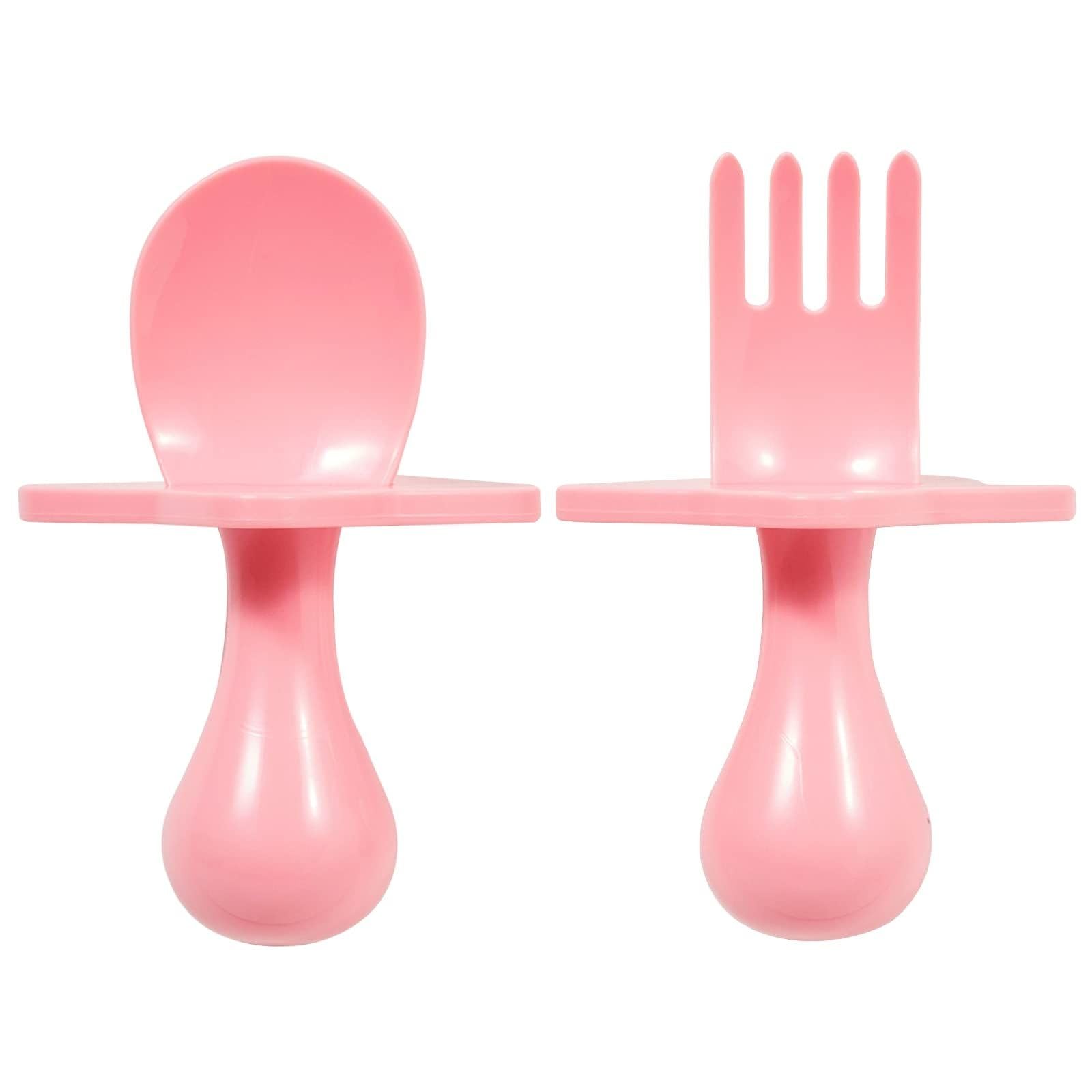 Nooli Baby Silverware Set - BPA & Phthalate-Free Toddler Forks & Utensils | Dishwasher & Sterilizer Safe | Soft Grip Handle | Perfect for Baby-Led Weaning & First Self-Feeding | Pink