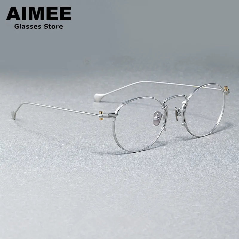 Aimee Unisex Full Rim Round Titanium Eyeglasses Frame 190068 - Lightweight Durable Glasses for Men & Women, Perfect for Reading, Work & Everyday Wear