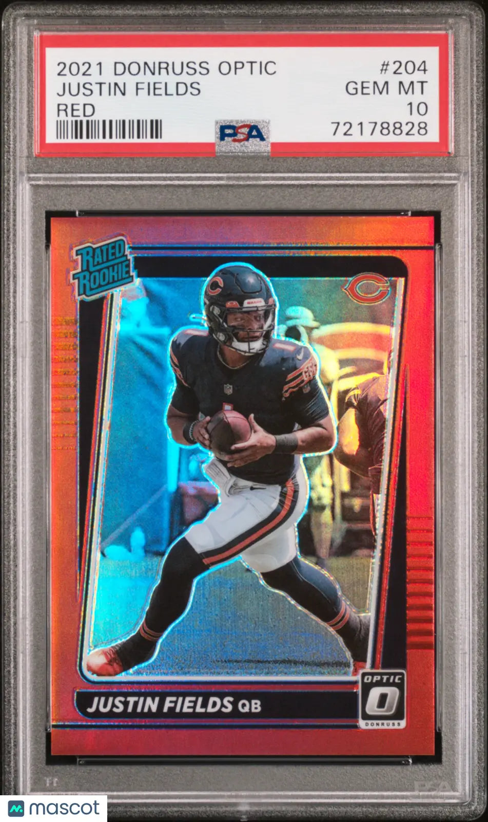 2021 Panini Donruss Optic Justin Fields Rated Rookie Red /99 #204 PSA 10 Graded Football Card - Perfect for Collectors, Investment & Sports Memorabilia Display