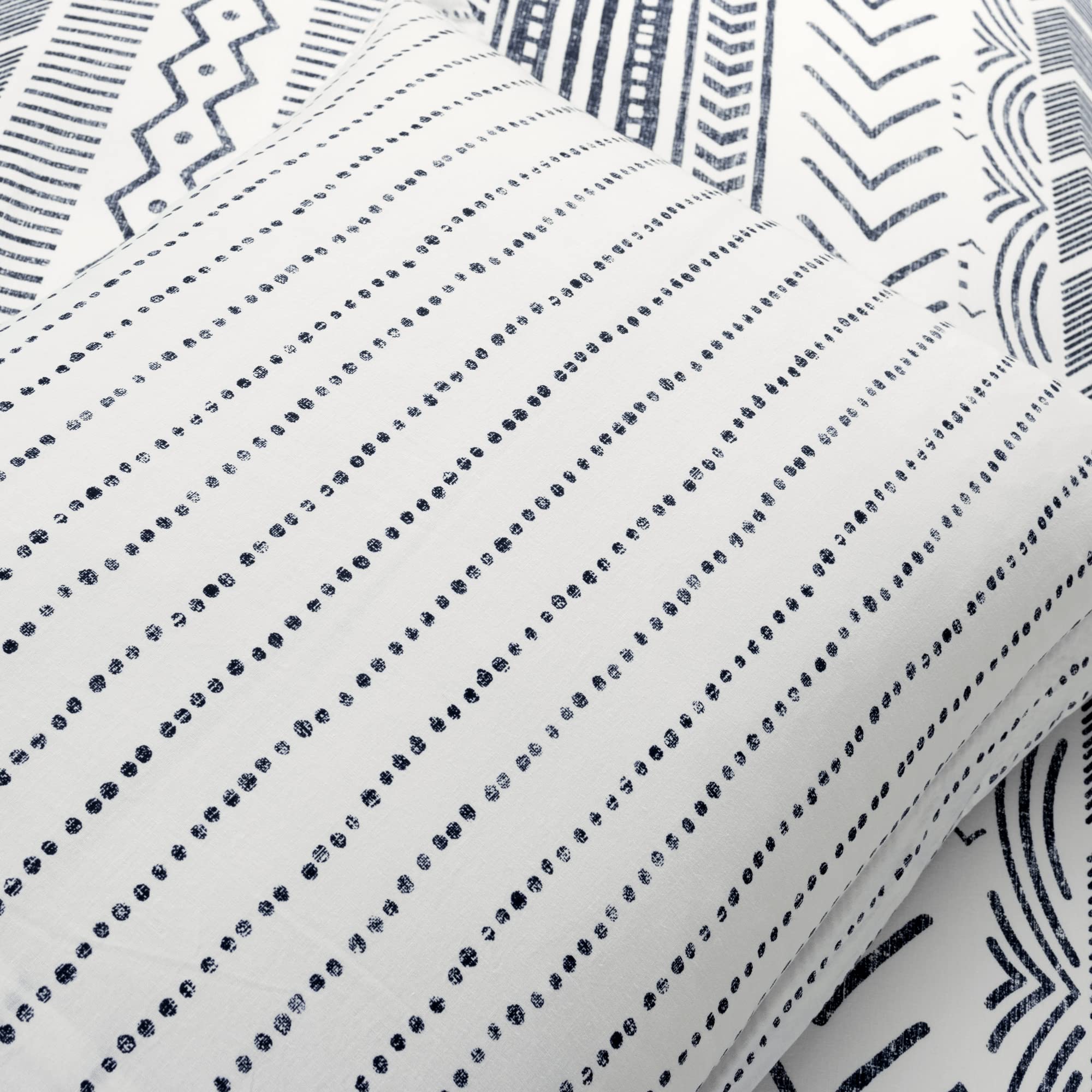 Lush Hygge Reversible Cotton Duvet Set - King Navy & White for Cozy Bedroom