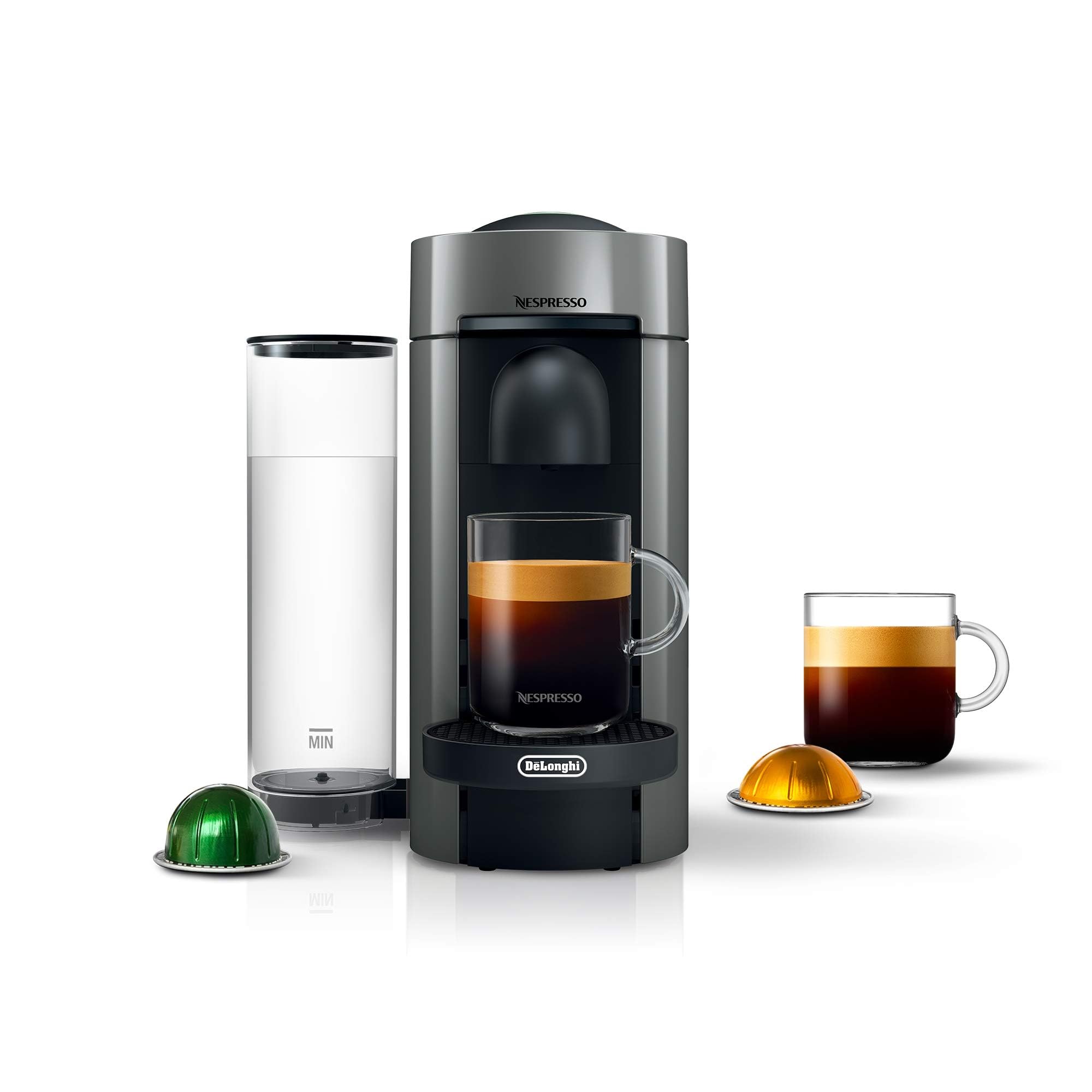 De'Longhi Nespresso Vertuo Plus Coffee & Espresso Machine with Free Welcome Set - Matte Grey for Home & Office Use