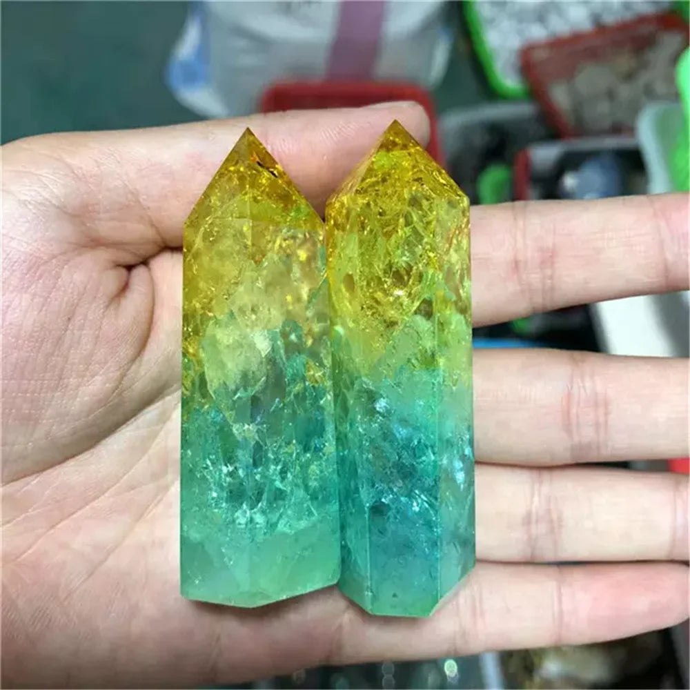 Wholesale Natural Quartz Tower Stones - Aura Yellow Green Healing Crystals for Energy, Meditation & Home Decor - Perfect for Feng Shui, Reiki & Spiritual Gifts
