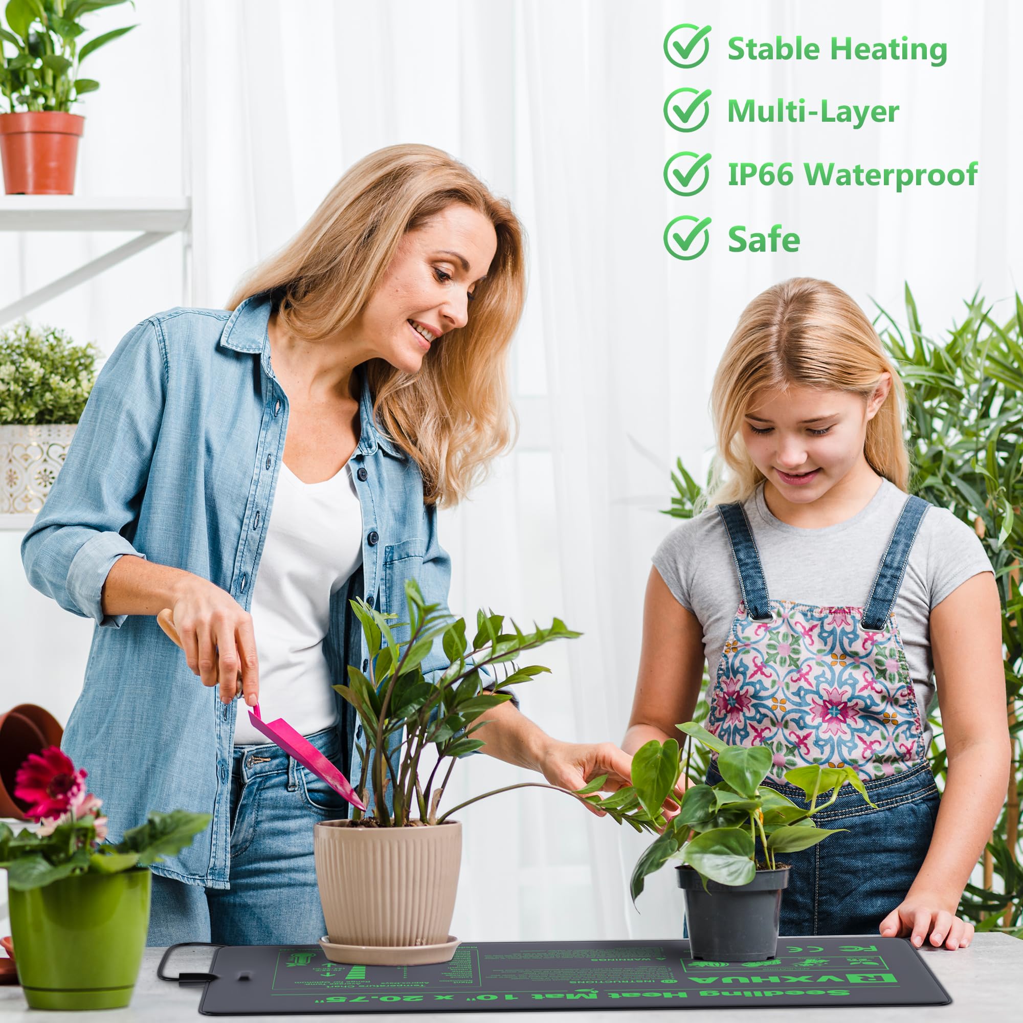 10 x 20.75 Inch Waterproof Seedling Heat Mat - Fast Germination Plant Heating Pad for Indoor Seed Starting, Greenhouse, Hydroponics, Terrariums & Reptile Habitats (1 Pack) - Perfect for Year-Round Gardening & Pet Care