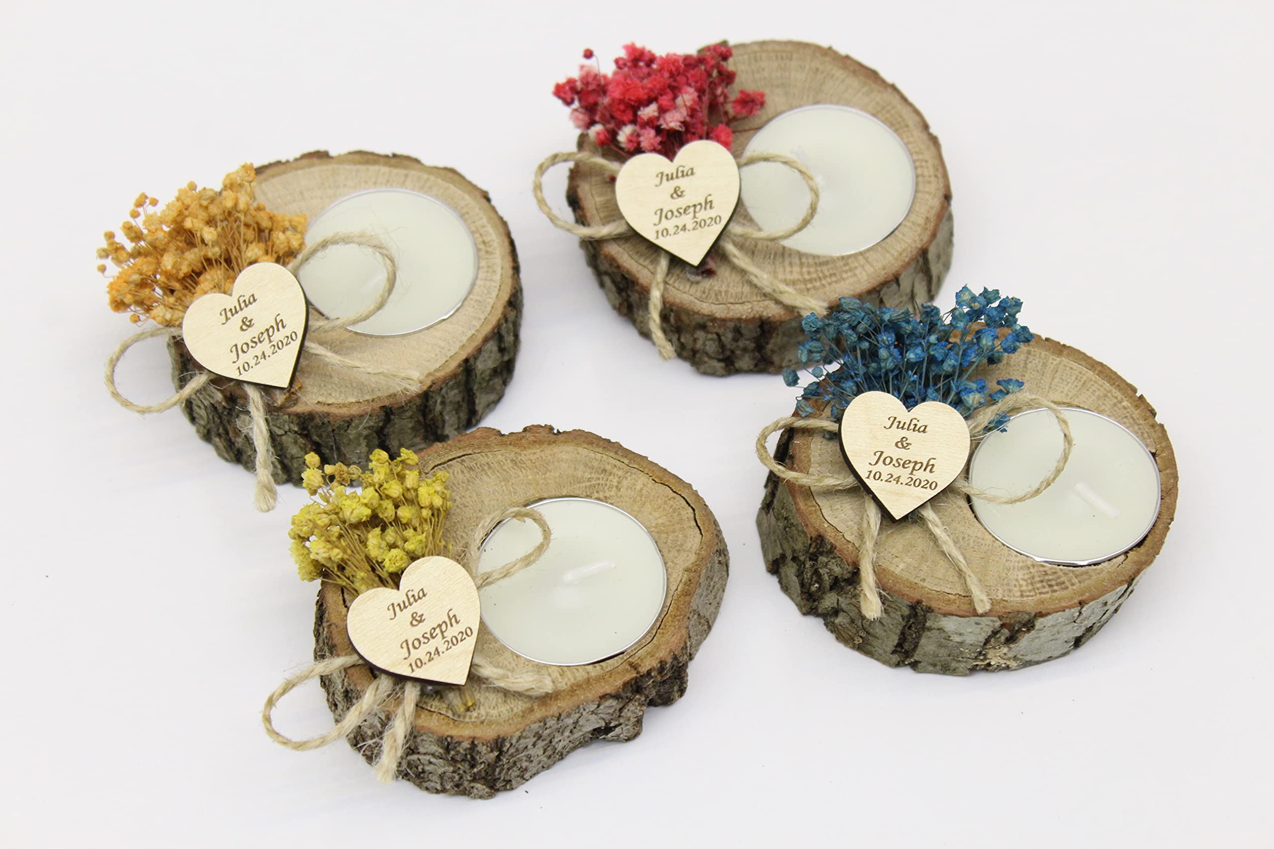 100-Piece Rustic Wood Tealight Candle Holders Bulk Set - Personalized Wedding Favors, Bridal Shower Gifts & Funeral Memorials - Perfect for Wedding Guest Gifts, Home Decor, and Romantic Ambiance Lighting