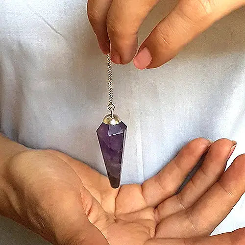 Faceted Natural Amethyst Pendulum - Healing Crystal Divination Tool for Dowsing, Chakra Balancing & Spiritual Guidance
