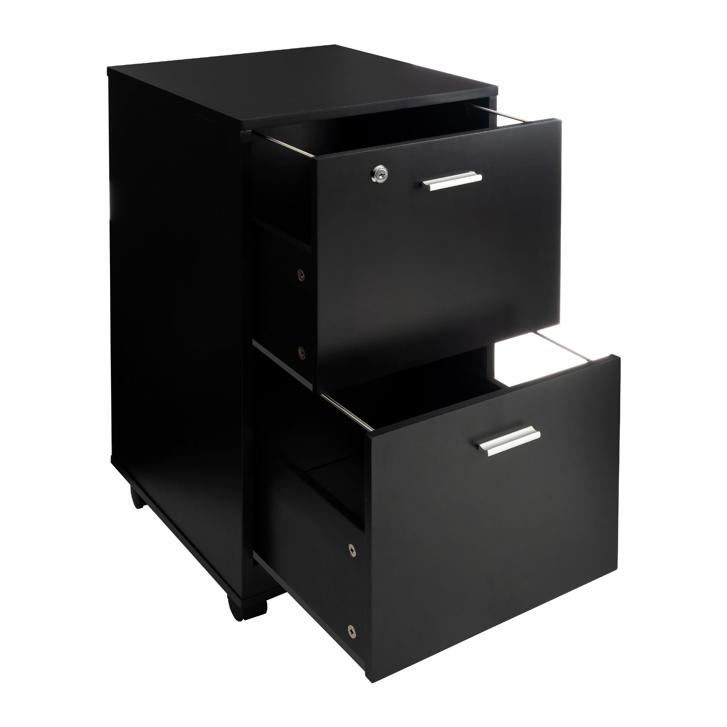 Lavish Home 2-Drawer File Cabinet with Lock - Deep Storage Rolling Filing Cabinet for Under Desk, Home & Office Use - Black - Perfect for Organizing Documents, Bills, and Office Supplies in Small Spaces