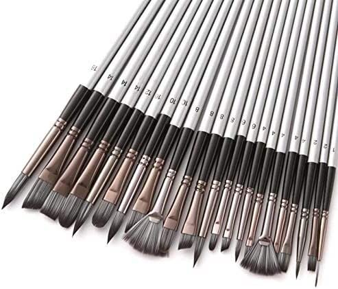 24-Piece Nylon Hair Wooden Handle Watercolor Paint Brush Set - Perfect for Artists, Students & DIY Projects - Ideal for Watercolor Painting, Acrylics, Gouache & Calligraphy