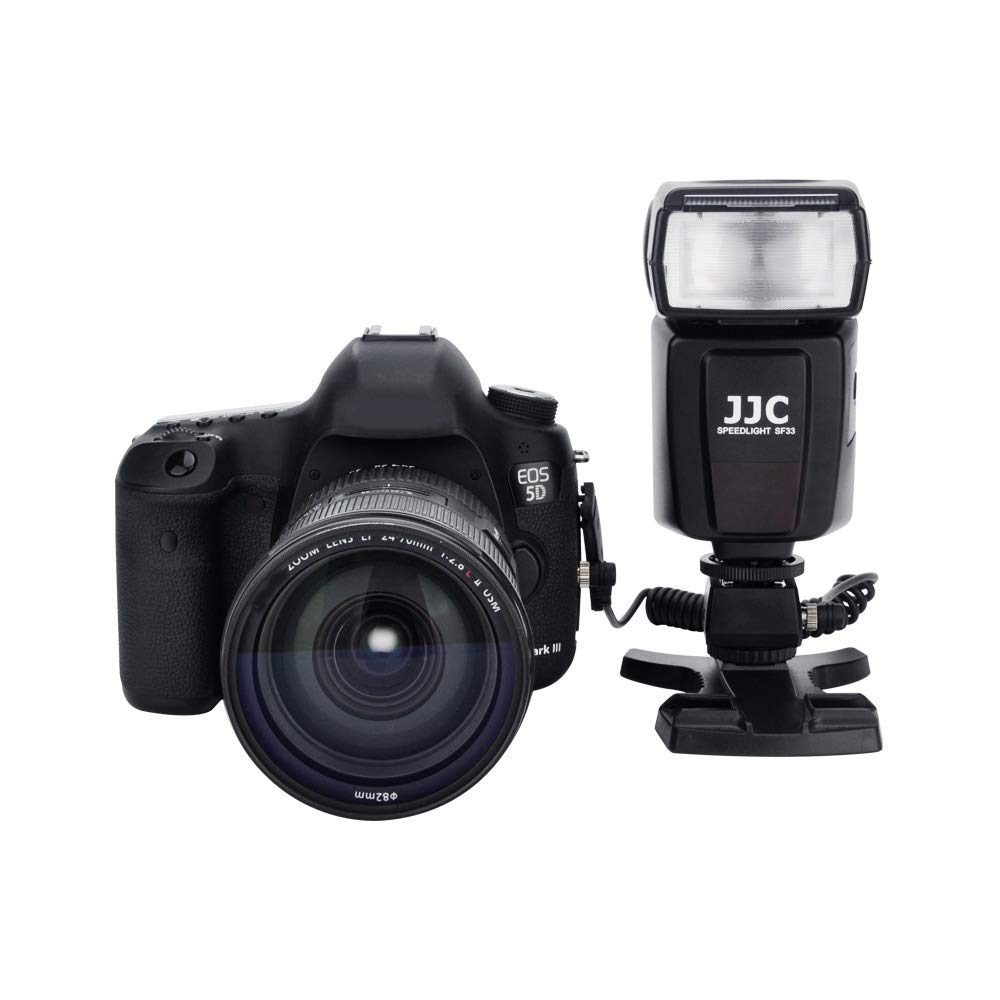 JJC Hot Shoe Adapter with PC Sync & 3.5mm Port for Off-Camera Flash & Studio Lights - Perfect for Photography & Videography