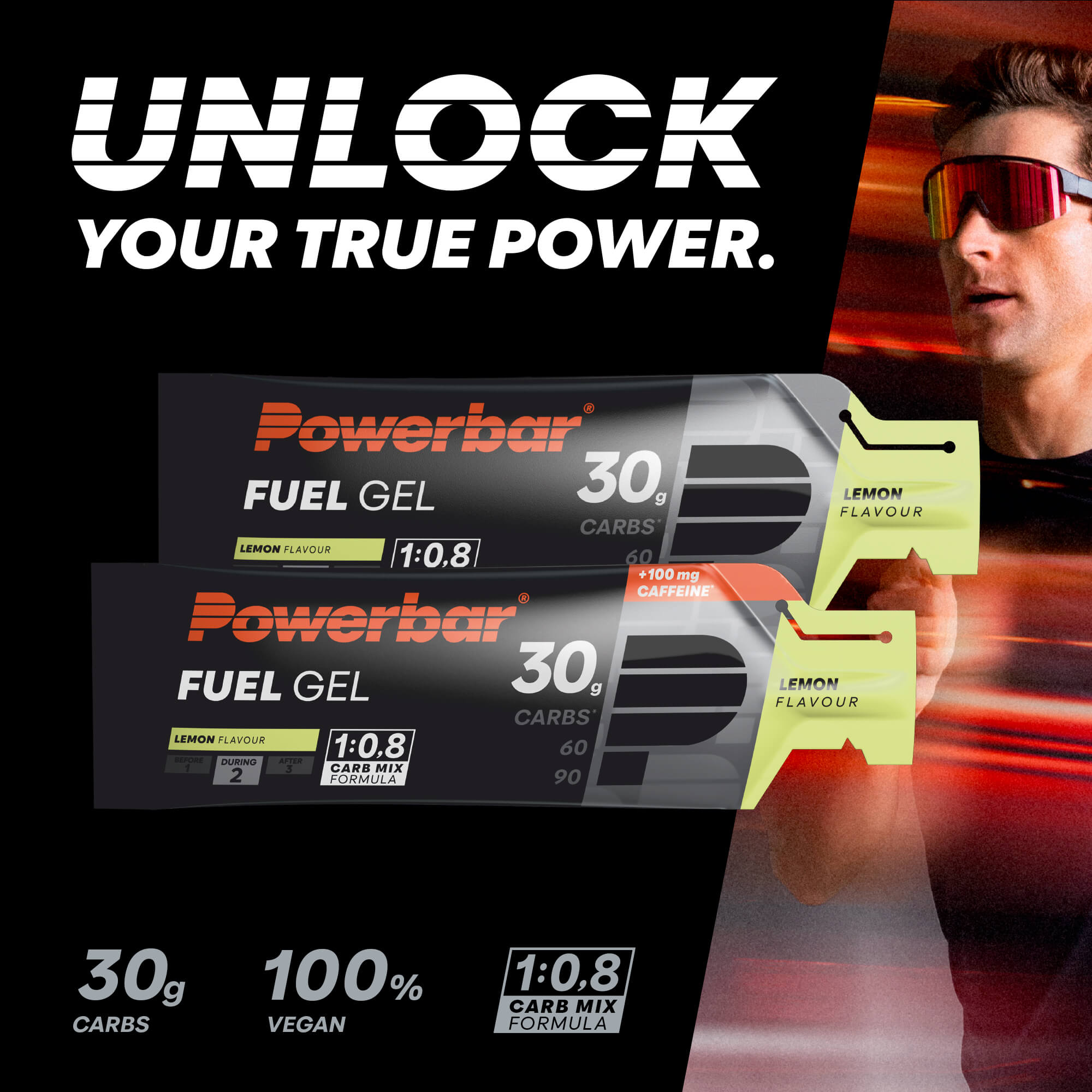 PowerBar Energy Gel - 30 Pack (50ml Each) - Lemon Flavor - Fast Fuel for Running, Cycling & Endurance Sports