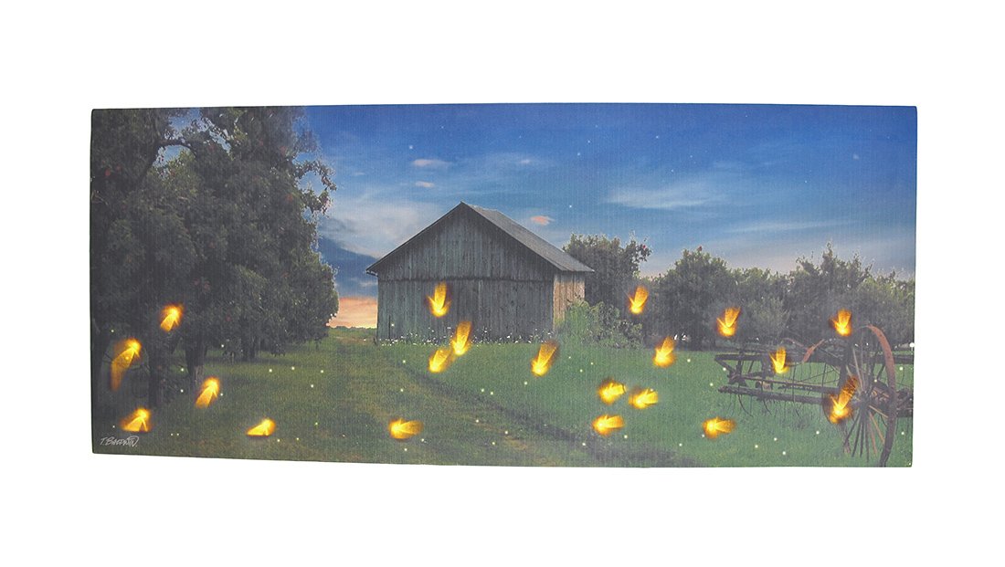 Things2Die4 Country Farm at Dusk Flickering LED Firefly Wall Decor - Rustic Outdoor Lighting for Garden, Patio, and Porch Ambiance