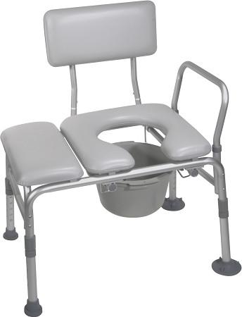 Padded Seat Transfer Bench with Commode Opening - Shower Safety Chair for Elderly & Disabled - Non-Slip Bathroom Mobility Aid for Bathtub & Toilet Use