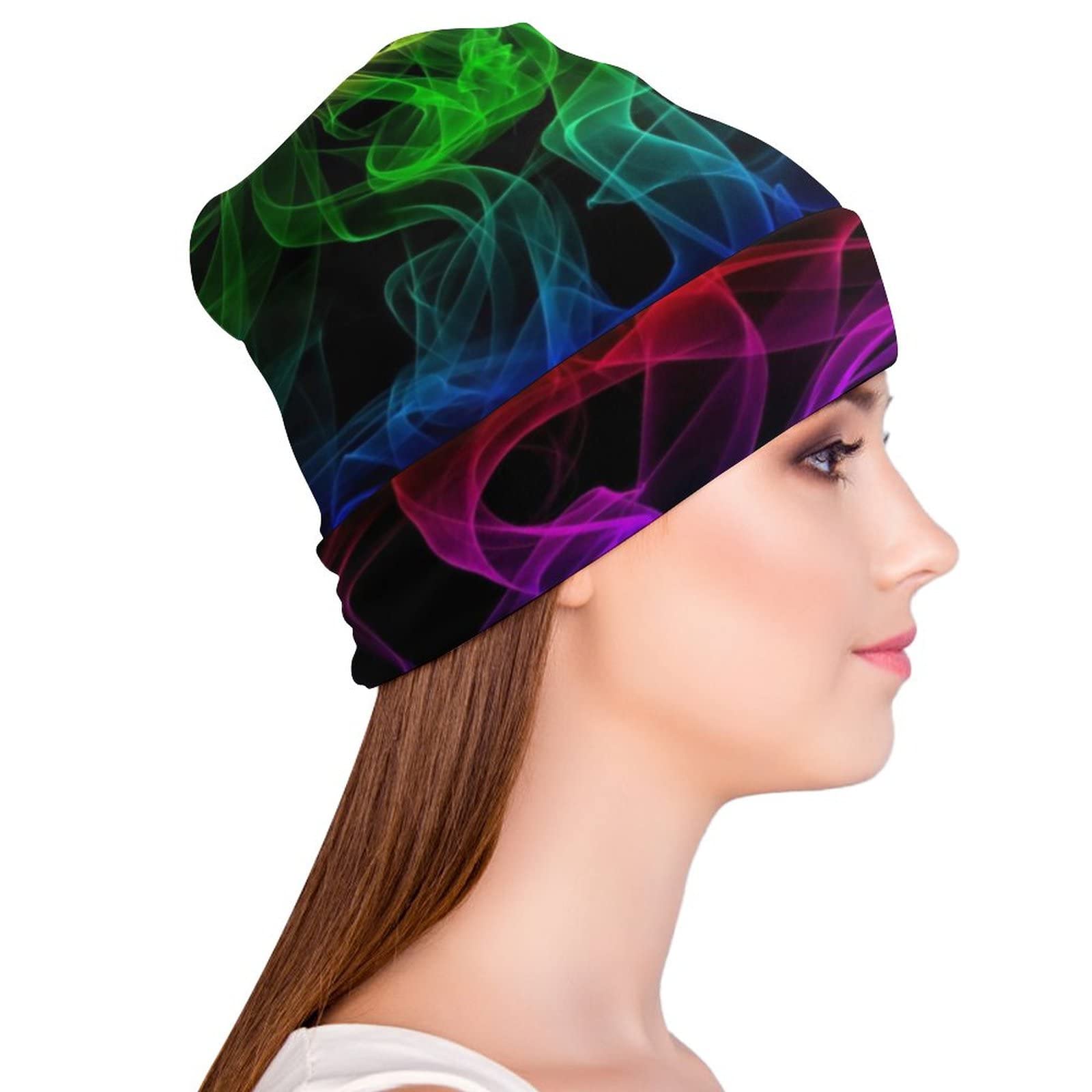 Glow in the Dark Splatter Neon Winter Beanie Hat - Warm Thick Knit Skull Cap for Men & Women - Perfect for Cold Weather, Outdoor Activities & Nighttime Visibility