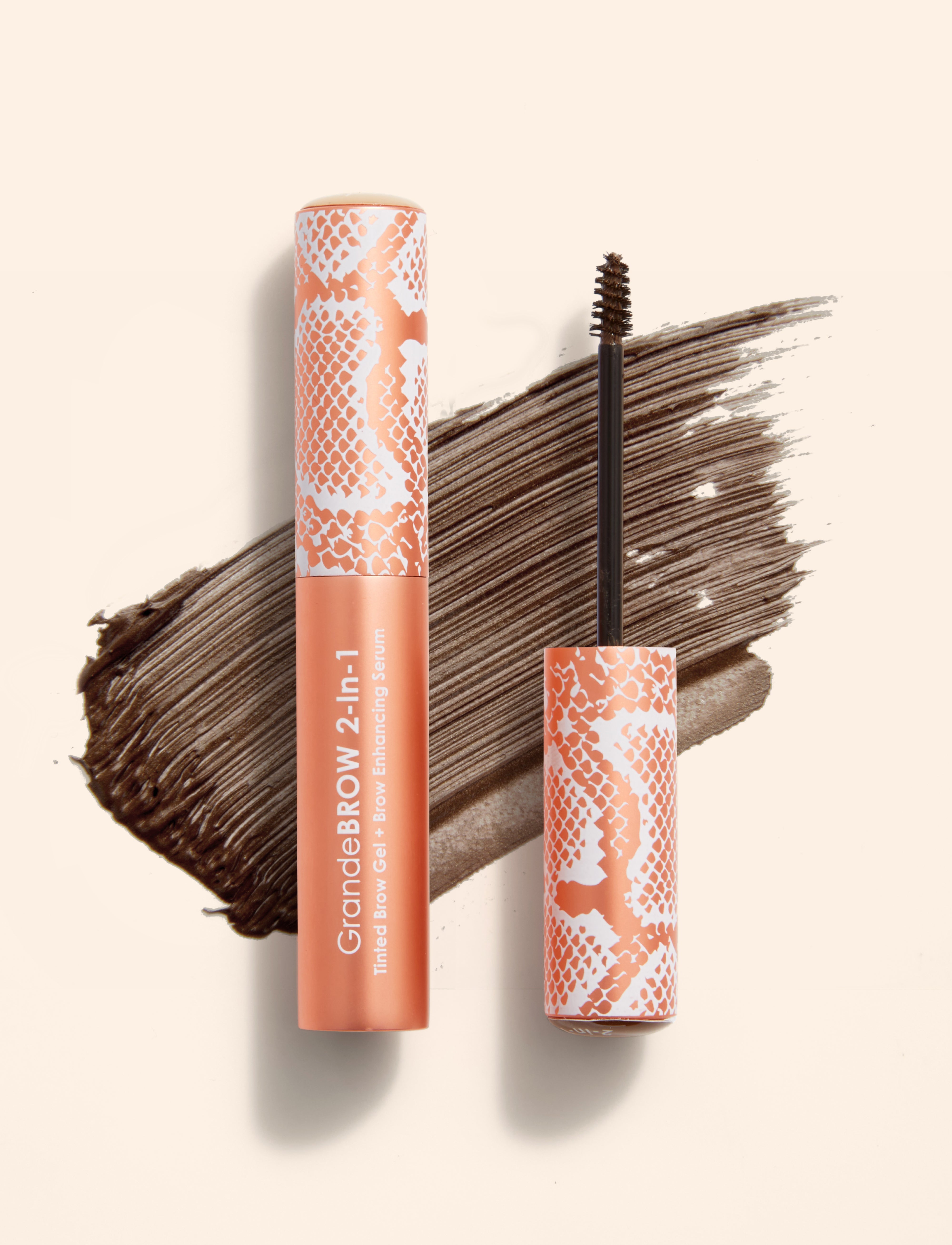 Dark GrandeBROW 2-in-1 Eyebrow Growth Serum & Volumizing Gel - Travel Size for Perfect Brows On The Go | Home & Professional Use