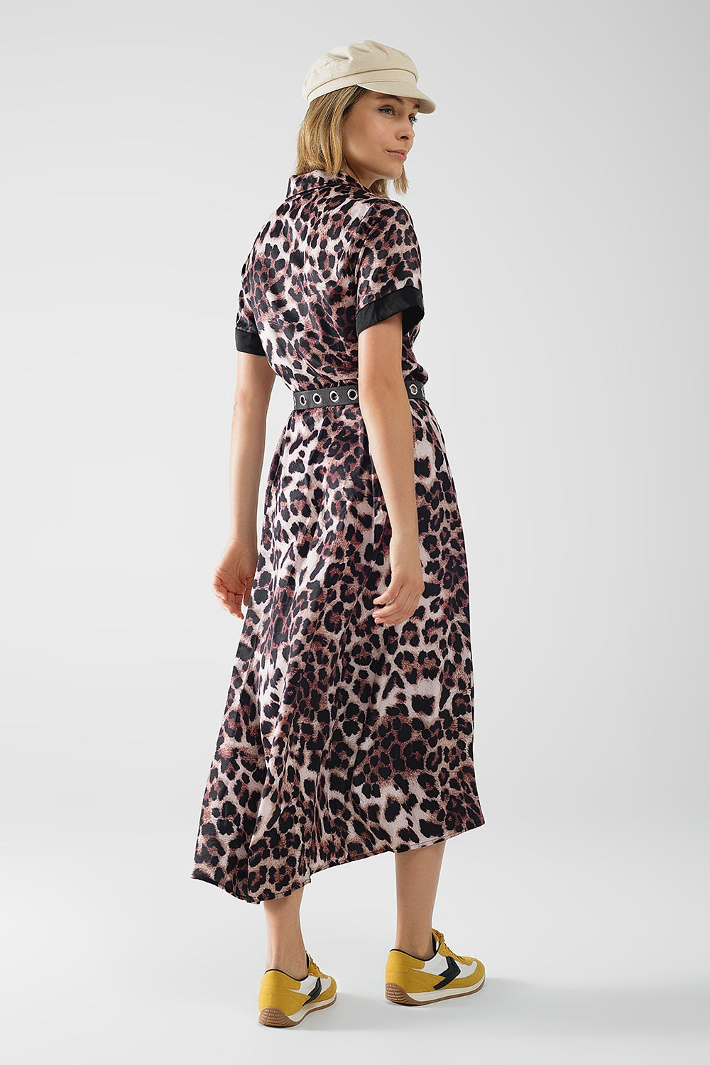 Leopard Print Long Button Down Robe with Satin Trim - Elegant Loungewear for Women, Perfect for Spa Days, Relaxing at Home, or Bridal Party Gifts