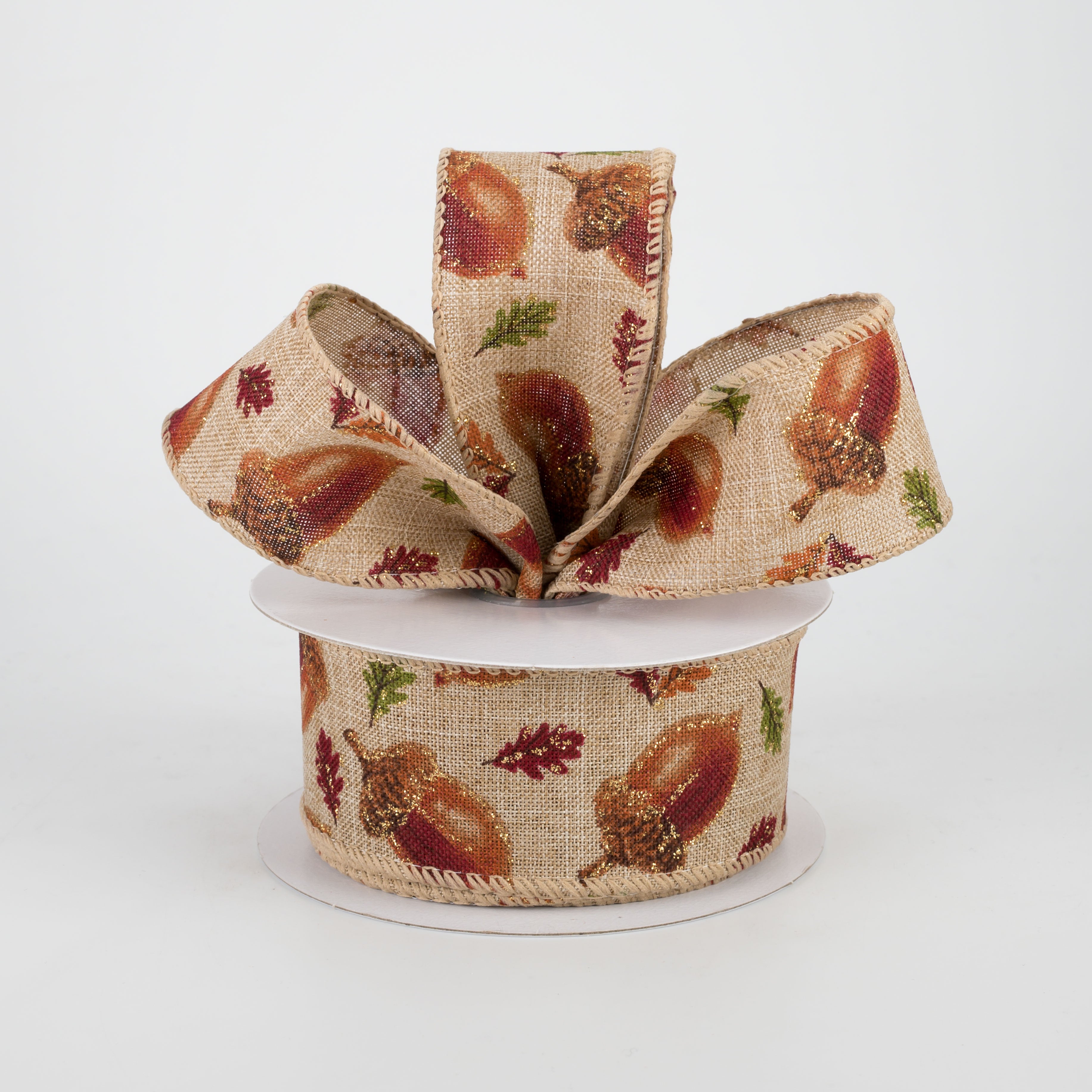 1.5 Inch Acorn Ribbon - Natural Cotton Craft Ribbon (10 Yards) for Gift Wrapping, DIY Crafts, and Home Decor