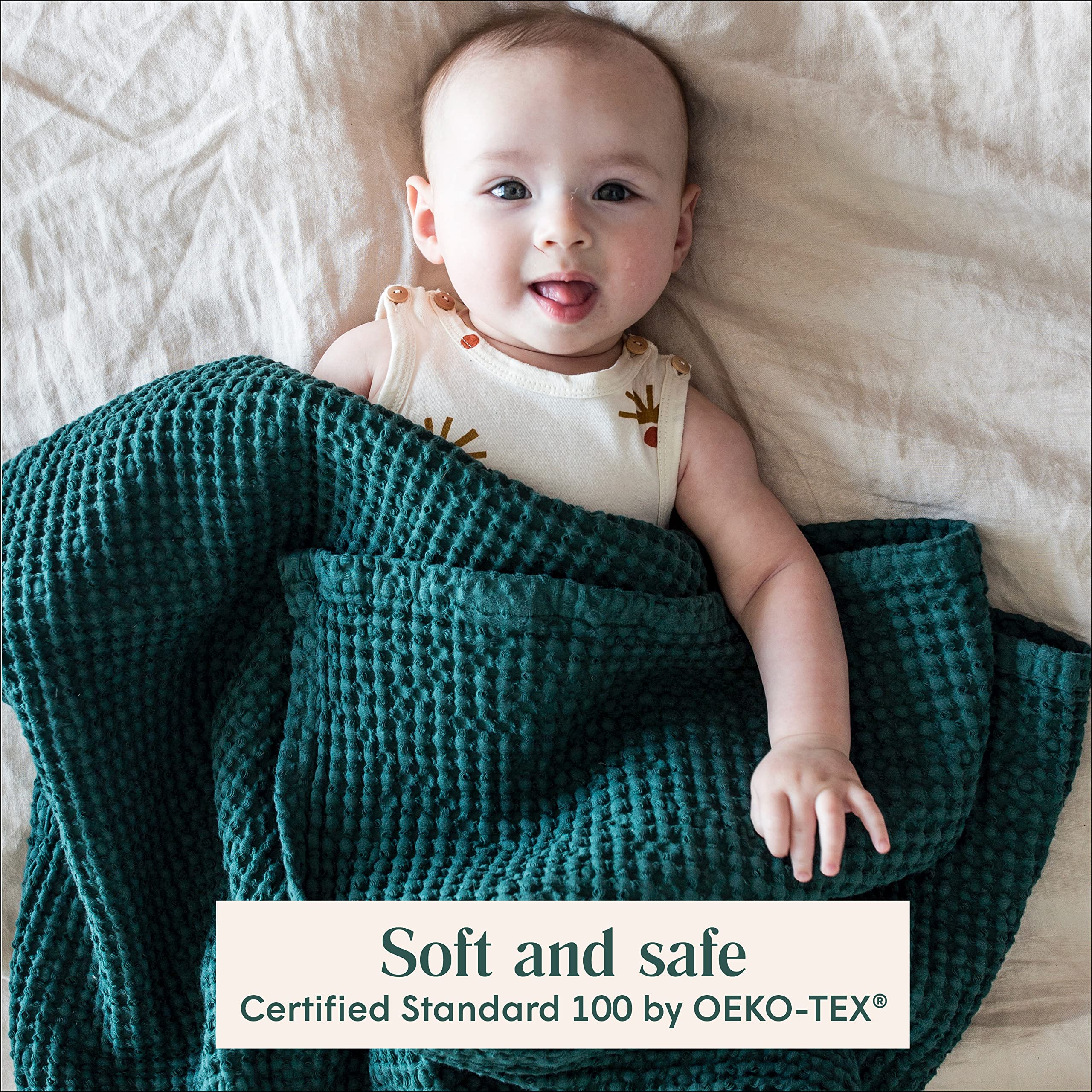 Simka Rose Waffle Baby Blanket - Ultra Soft & Breathable Cotton Swaddle Blanket for Newborns - Nursery, Stroller, Crib & Car Seat Cover - Gender Neutral Receiving Wrap for Baby Shower Gifts & Photo Props