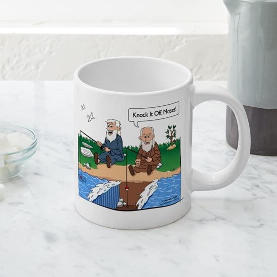 Fishing With Moses 20 oz Ceramic Coffee Mug - Large Insulated Tea Cup for Home, Office & Camping - Funny Christian Gift for Men & Women