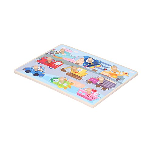 Wooden Transportation Puzzle Toy for Kids - Thickened Heat Transfer Peg Puzzle for Early Learning & Fine Motor Skills Development - Perfect for Home, Classroom & Travel Play