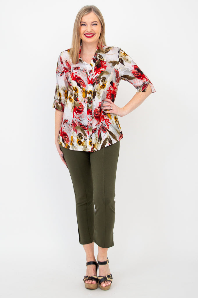 Lorine Blouse - Floral Print Youth Top, Soft Linen Bamboo Blend, Perfect for Spring Outfits & Casual Wear