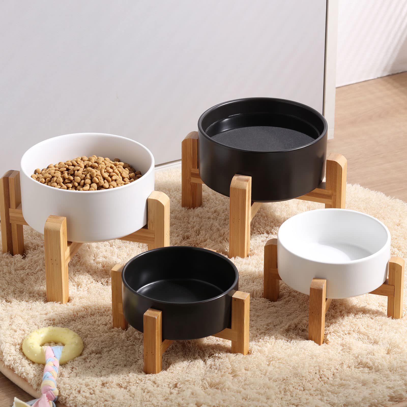 Petygooing Elevated Ceramic Dog Bowl for Small Dogs & Cats - 13.5oz (1.7 Cups) Anti-Slip Rubber Base Pet Food & Water Dish with Stand - Perfect for Puppies, Kittens & Small Breeds Feeding at Home or Travel