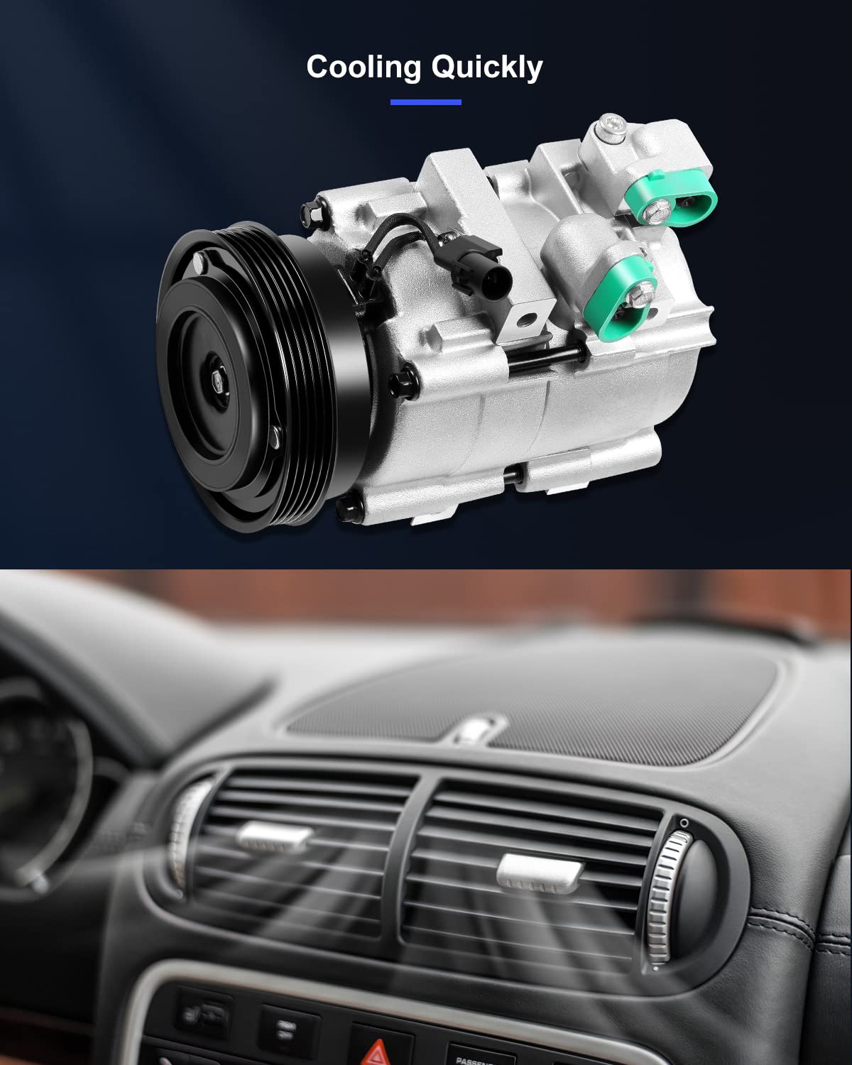 ECCPP AC Compressor with Clutch for 1999-2006 Hyundai Santa Fe & Kia Magentis Optima 2.4L - Replacement Air Conditioning Compressor for Smooth Cooling Performance | Perfect for Summer Road Trips and Daily Commutes