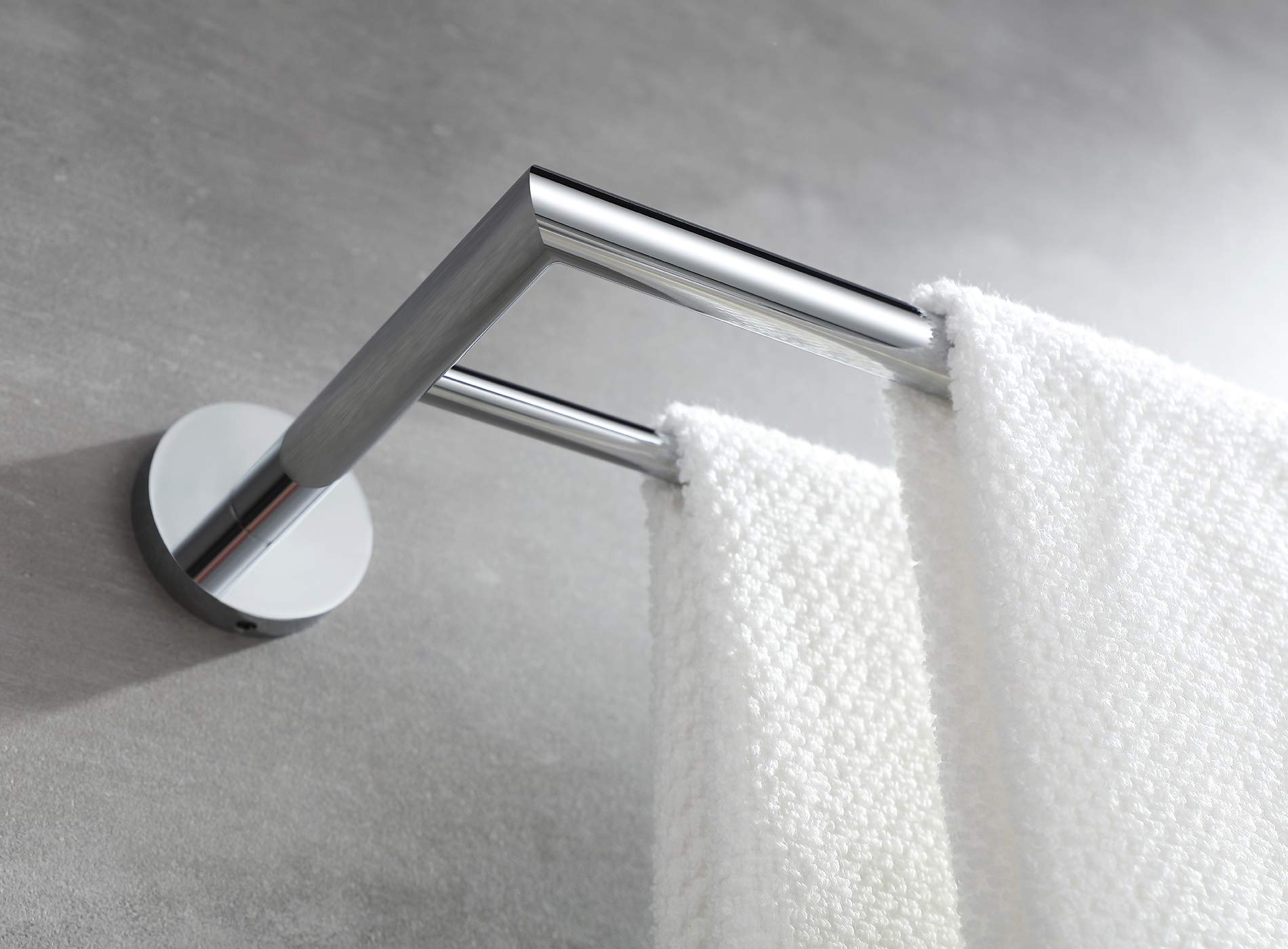 Modern Chrome Towel Rack for Bathroom - 26 Inch Wall Mounted Double Towel Bar with Brass Finish - Hotel Style Bath Towel Holder (Leo Series 077080-CR) - Perfect for Spa, Guest Bathroom & Luxury Home Decor