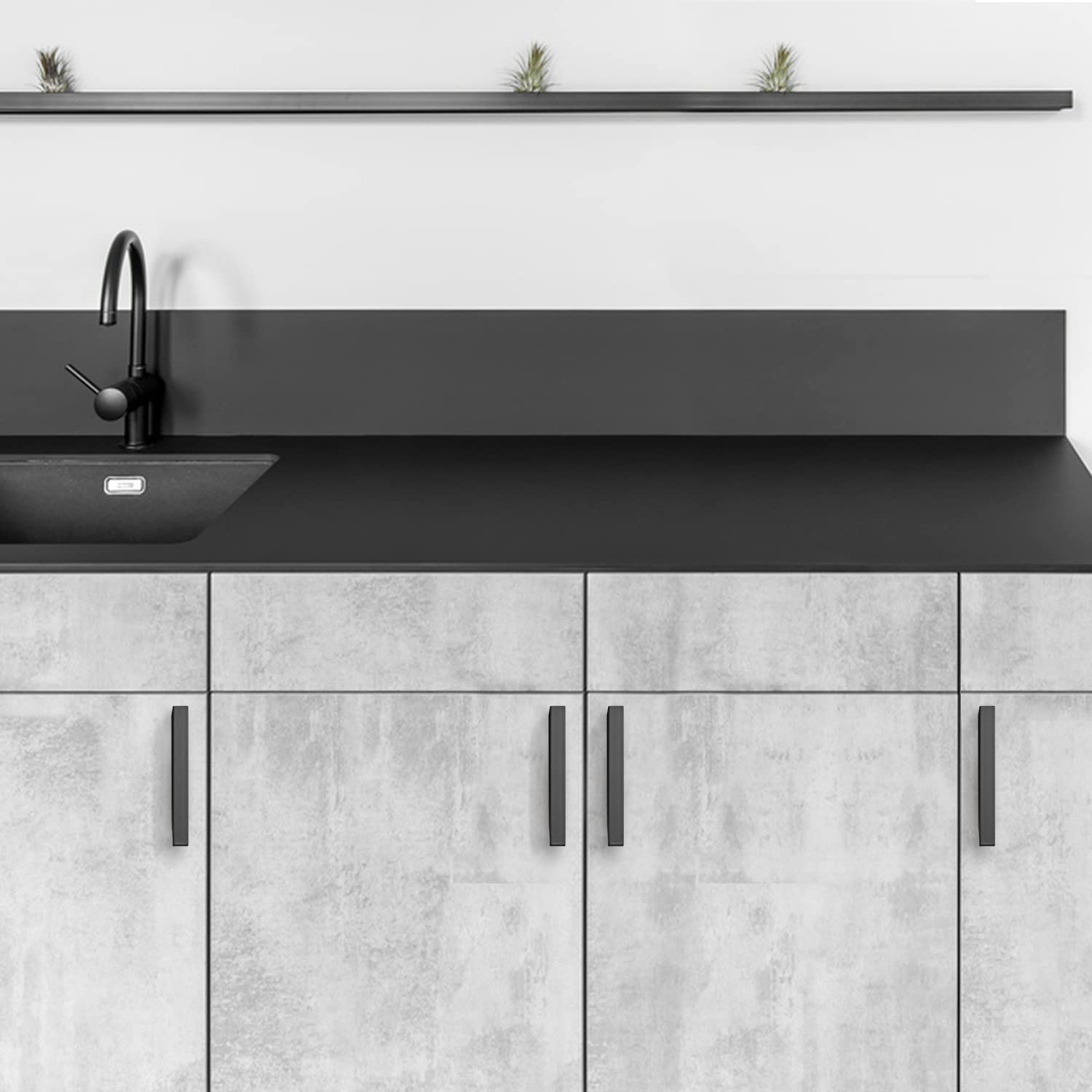 Ravinte 5 Inch Square Black Cabinet Pulls - Modern Kitchen Cabinet Handles with Drill Mounting Template, 15 Pack - Perfect for Kitchen Cabinets, Cupboards, and Drawers